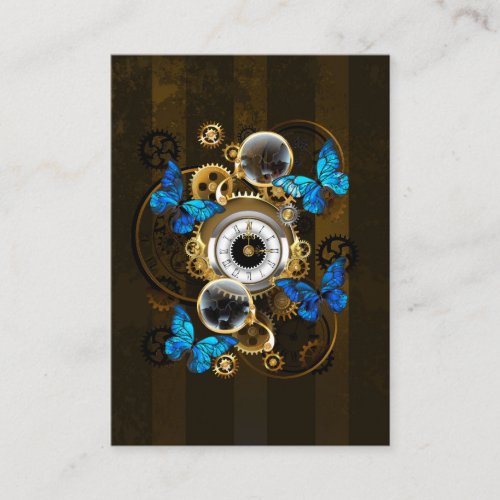 Steampunk Gears and Blue Butterflies Loyalty Card