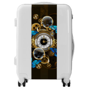 Steampunk Gears and Blue Butterflies Luggage
