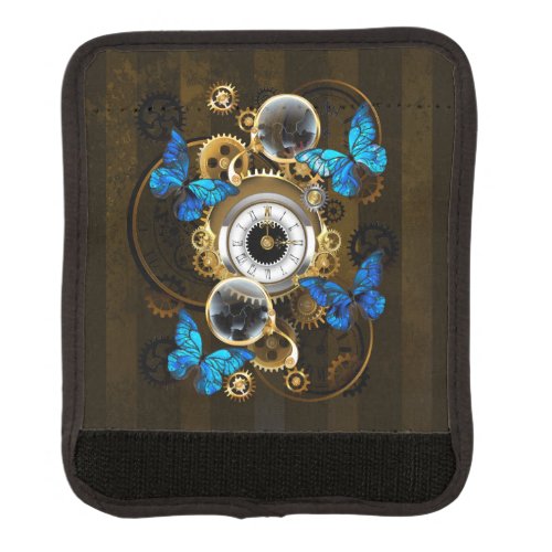 Steampunk Gears and Blue Butterflies Luggage Handle Wrap