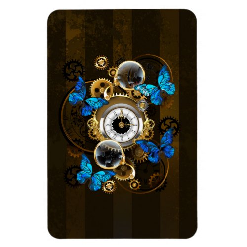 Steampunk Gears and Blue Butterflies Magnet