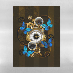Steampunk Gears and Blue Butterflies Magnetic Dry Erase Sheet