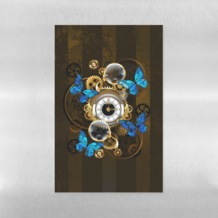 Steampunk Gears and Blue Butterflies Magnetic Dry Erase Sheet