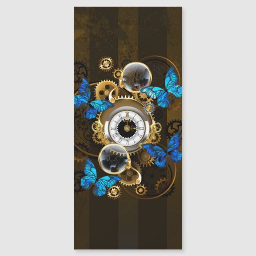 Steampunk Gears and Blue Butterflies Magnetic Invitation