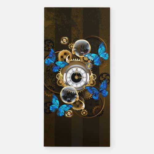 Steampunk Gears and Blue Butterflies Magnetic Notepad