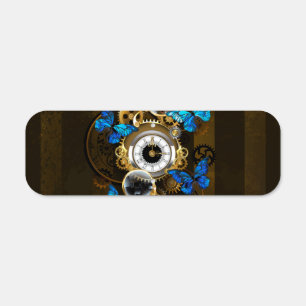 Steampunk Gears and Blue Butterflies Metal Sign