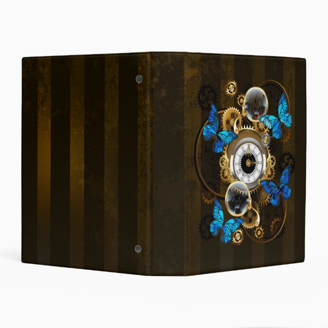 Steampunk Gears and Blue Butterflies Mini Binder (Background)