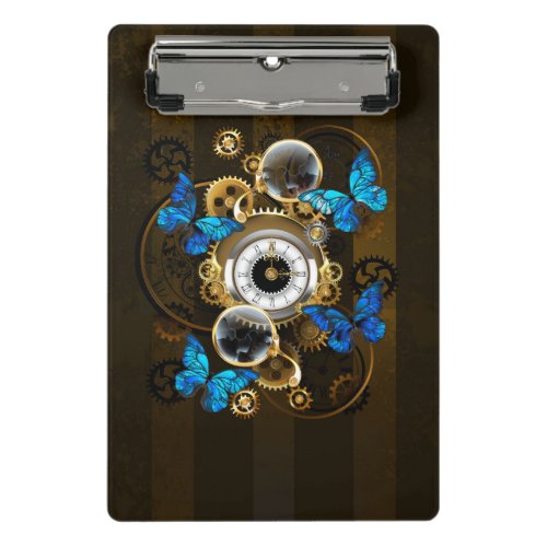 Steampunk Gears and Blue Butterflies Mini Clipboard