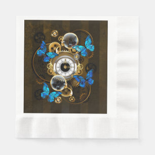 Steampunk Gears and Blue Butterflies Napkins