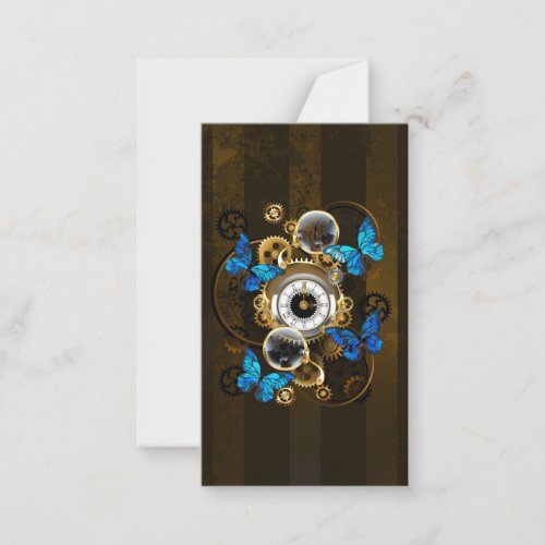 Steampunk Gears and Blue Butterflies Note Card