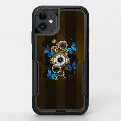 Steampunk Gears and Blue Butterflies OtterBox Commuter iPhone 11 Case