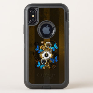 Steampunk Gears and Blue Butterflies OtterBox Defender iPhone X Case