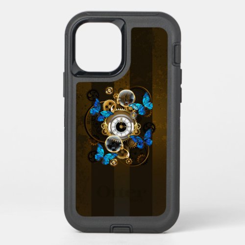 Steampunk Gears and Blue Butterflies OtterBox Defender iPhone 12 Pro Case