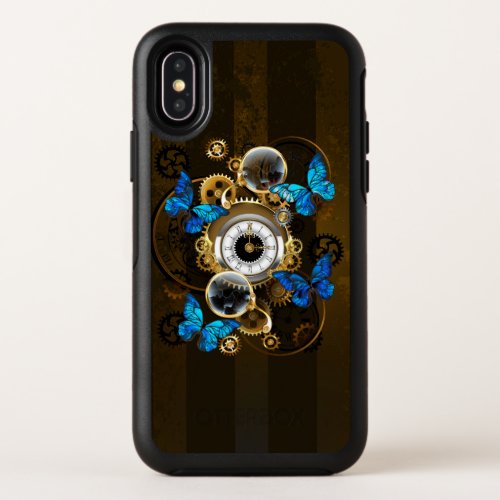 Steampunk Gears and Blue Butterflies OtterBox Symmetry iPhone X Case