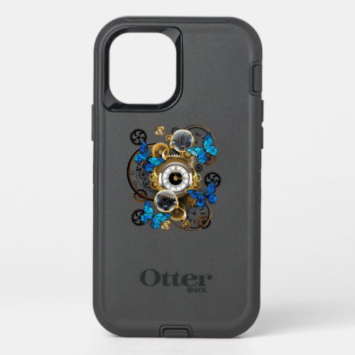 Steampunk Gears and Blue Butterflies OtterBox Defender iPhone 12 Case