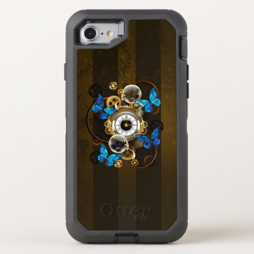 Steampunk Gears and Blue Butterflies OtterBox Defender iPhone SE87 Case