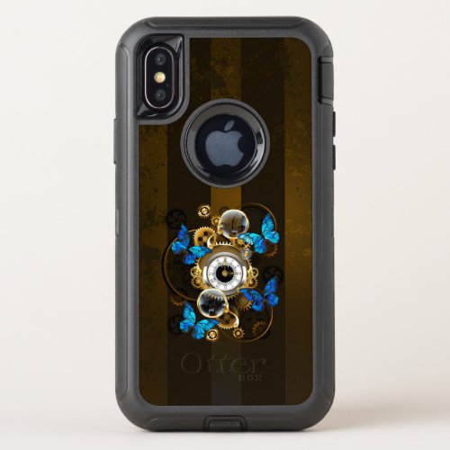 Steampunk Gears and Blue Butterflies OtterBox Defender iPhone XS Case