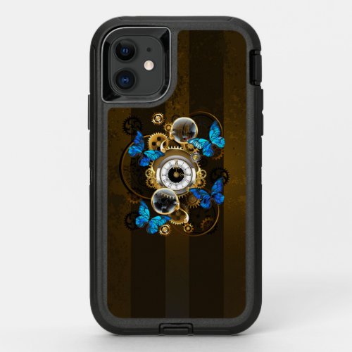 Steampunk Gears and Blue Butterflies OtterBox Defender iPhone 11 Case