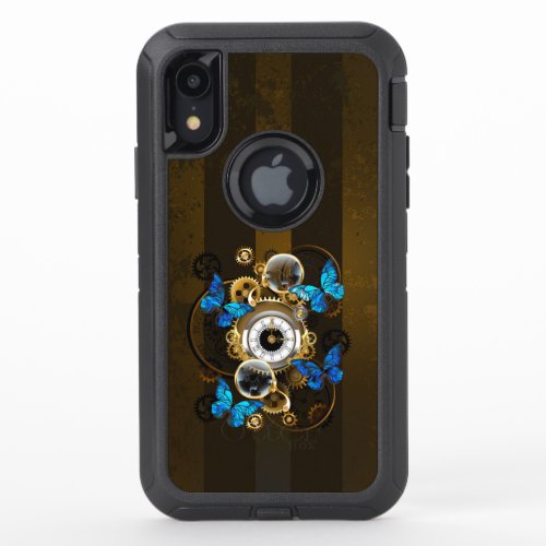 Steampunk Gears and Blue Butterflies OtterBox Defender iPhone XR Case