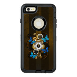 Steampunk Gears and Blue Butterflies OtterBox Defender iPhone Case