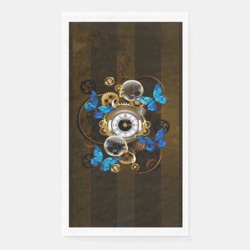 Steampunk Gears and Blue Butterflies Paper Guest Towels