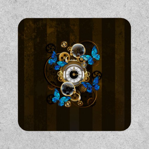 Steampunk Gears and Blue Butterflies Patch