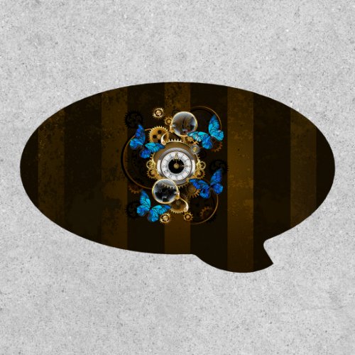 Steampunk Gears and Blue Butterflies Patch