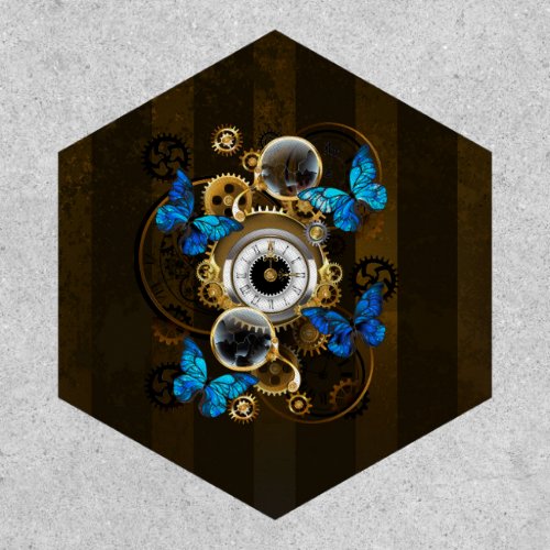 Steampunk Gears and Blue Butterflies Patch