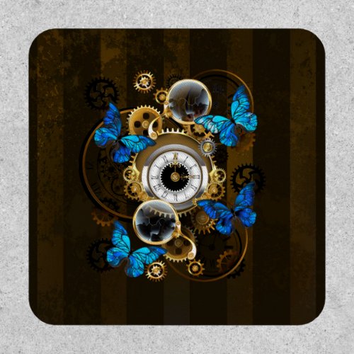 Steampunk Gears and Blue Butterflies Patch