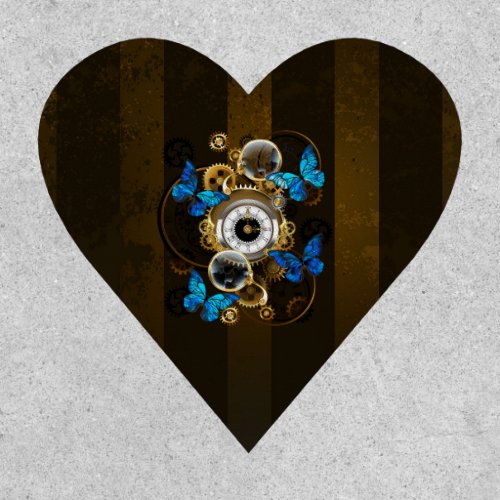 Steampunk Gears and Blue Butterflies Patch