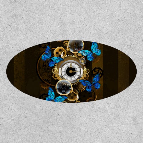 Steampunk Gears and Blue Butterflies Patch