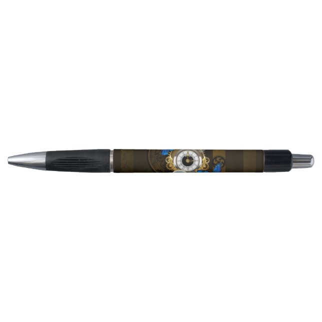 Steampunk Gears and Blue Butterflies Pen (Front)