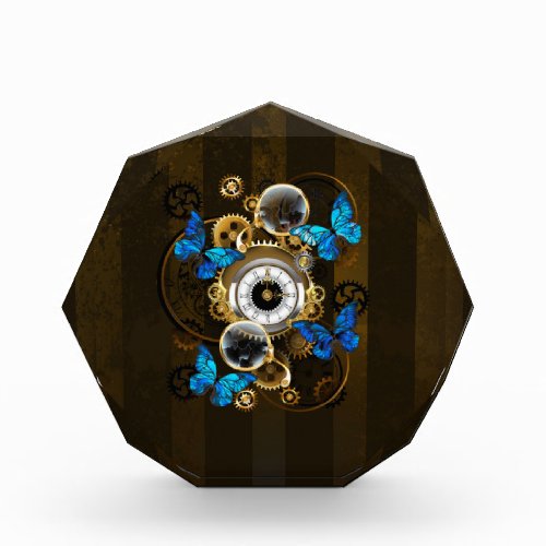 Steampunk Gears and Blue Butterflies Photo Block