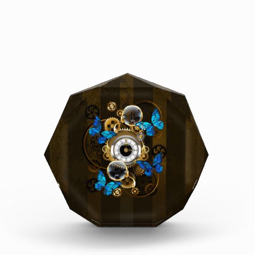 Steampunk Gears and Blue Butterflies Photo Block