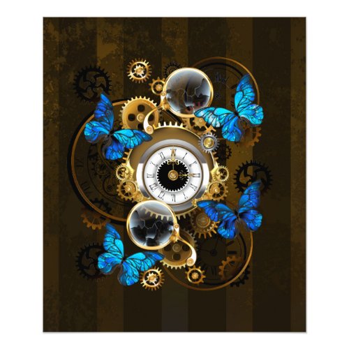 Steampunk Gears and Blue Butterflies Photo Print