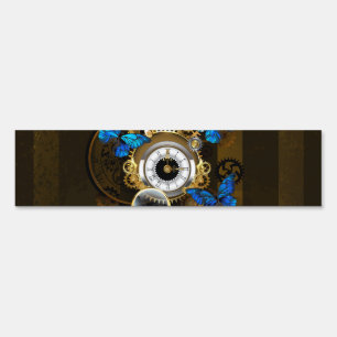 Steampunk Gears and Blue Butterflies Sign