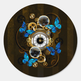 Steampunk Gears and Blue Butterflies Sign