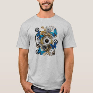 Steampunk Gears and Blue Butterflies T-Shirt