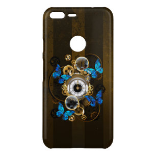 Steampunk Gears and Blue Butterflies Uncommon Google Pixel XL Case