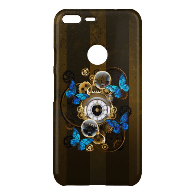 Steampunk Gears and Blue Butterflies Uncommon Google Pixel XL Case (Back)