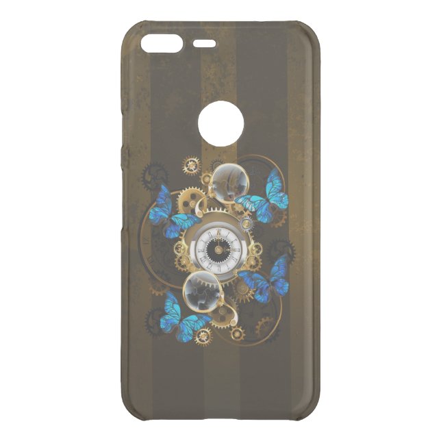 Steampunk Gears and Blue Butterflies Uncommon Google Pixel XL Case (Back)