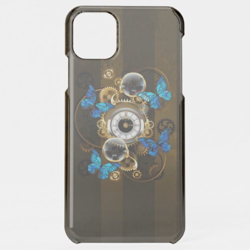 Steampunk Gears and Blue Butterflies iPhone 11 Pro Max Case