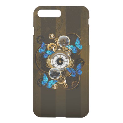 Steampunk Gears and Blue Butterflies iPhone 8 Plus7 Plus Case