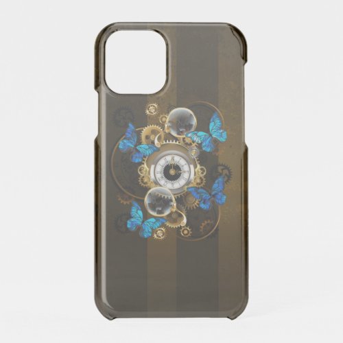 Steampunk Gears and Blue Butterflies iPhone 11 Pro Case