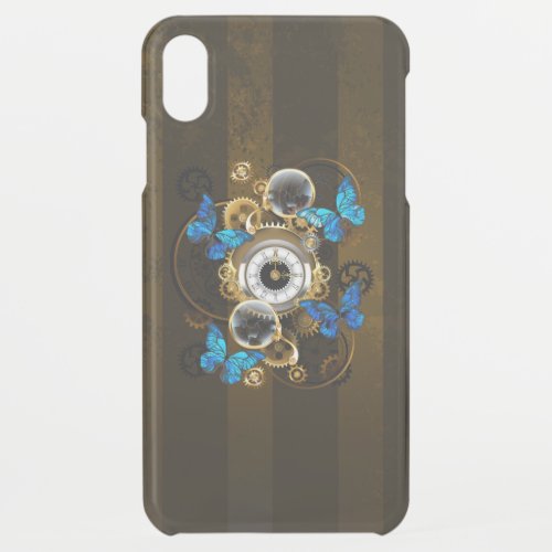 Steampunk Gears and Blue Butterflies iPhone XS Max Case