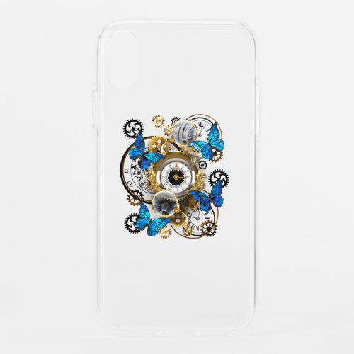 Steampunk Gears and Blue Butterflies iPhone XR Case