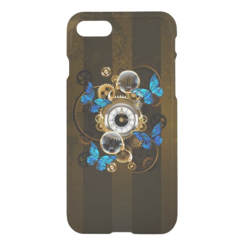 Steampunk Gears and Blue Butterflies iPhone SE87 Case