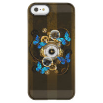 Steampunk Gears and Blue Butterflies Permafrost iPhone SE/5/5s Case