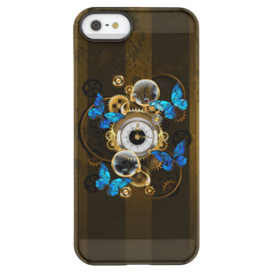 Steampunk Gears and Blue Butterflies Permafrost iPhone SE/5/5s Case