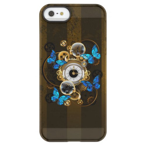 Steampunk Gears and Blue Butterflies Permafrost iPhone SE55s Case