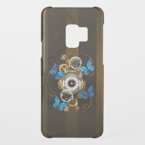 Steampunk Gears and Blue Butterflies Uncommon Samsung Galaxy S9 Case